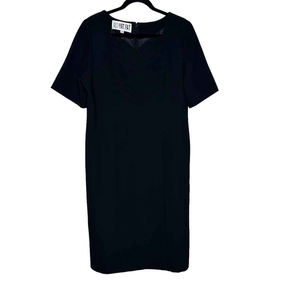 Women’s Longline Basic Black Short Sleeves Dress Large